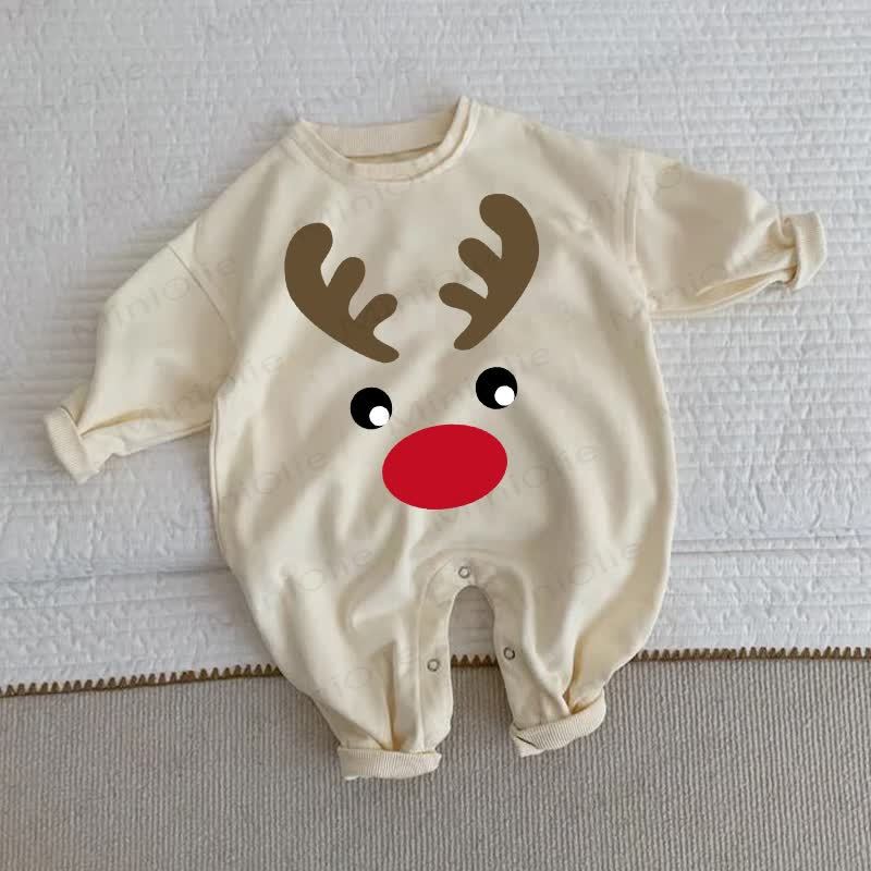 Baby Cute Elk Beige Romper - Beige - 2-3T - image 1