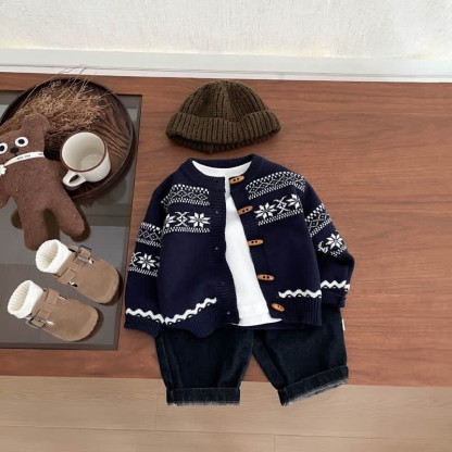 Baby Boy Vintage Jacquard Knit Cardigan - image 5