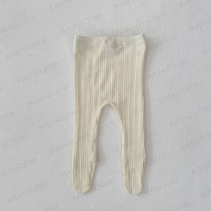 Baby Toddler Girl Solid Color Lace Ribbed Leggings - Beige - 2-3T - image 6