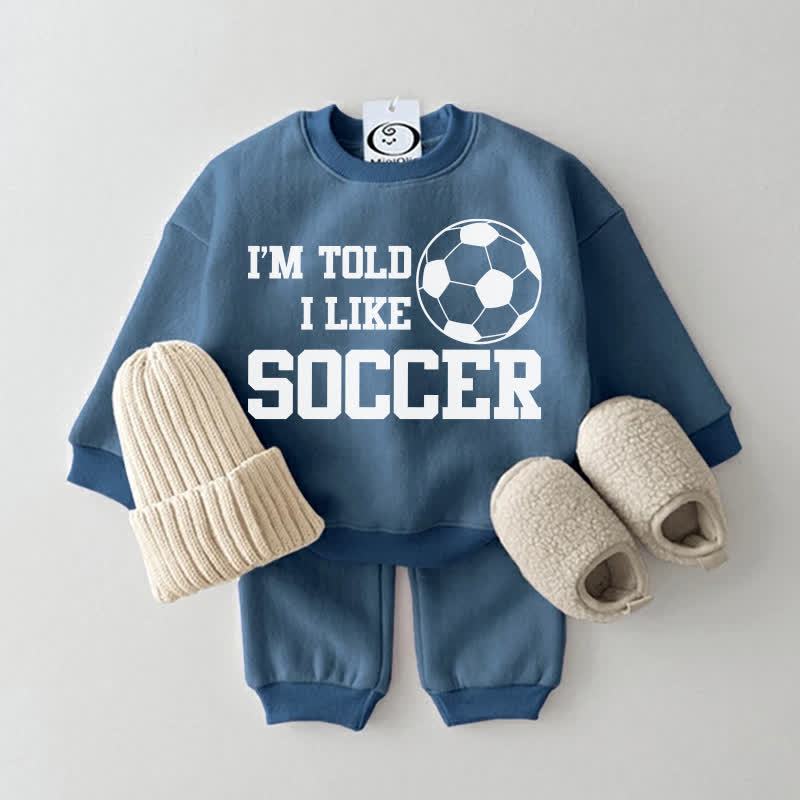 I'M TOLD I LIKE SOCCER Baby Sweatsuit 2-piece Set - Blue - 2-3T - image 1