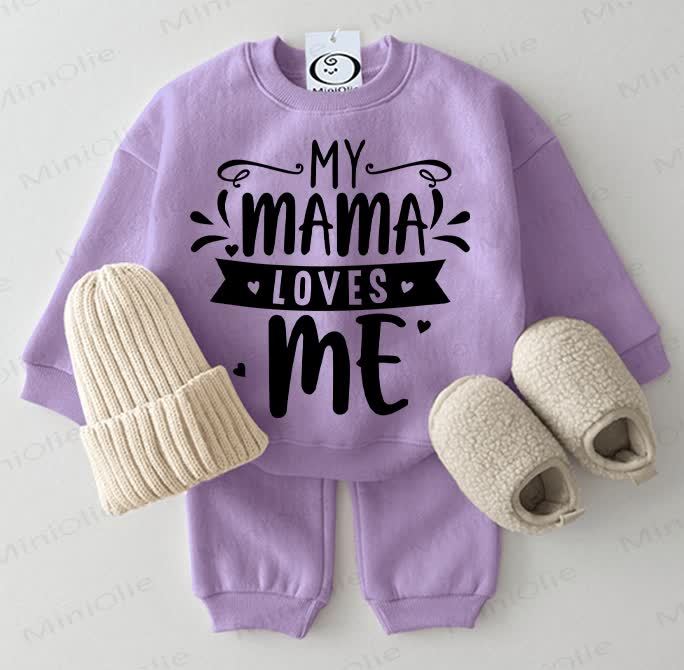 MY MAMA LOVES ME Baby Sweatshirt 2-piece Purple Set - Purple - 2-3T - image 1