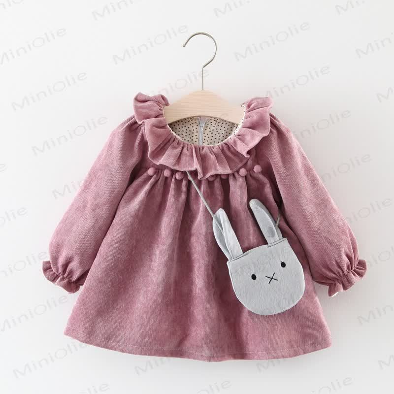 Baby Pompom Dress with Bunny Bag - Purple - 2-3T - image 2