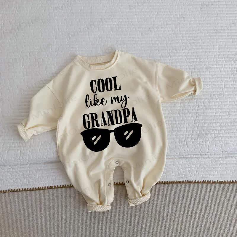 COOL LIKE MY GRANDPA Baby Glasses Beige Romper - Beige - 2-3T - image 1