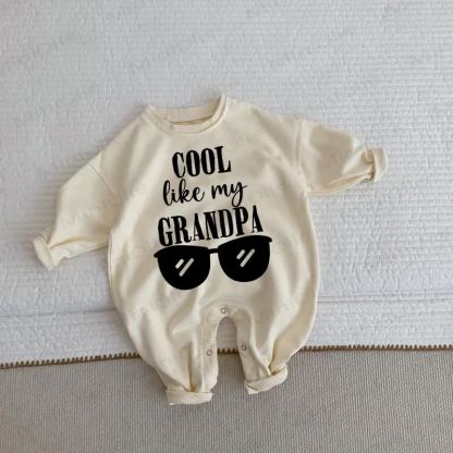 COOL LIKE MY GRANDPA Baby Glasses Beige Romper - Beige - 2-3T - image 1