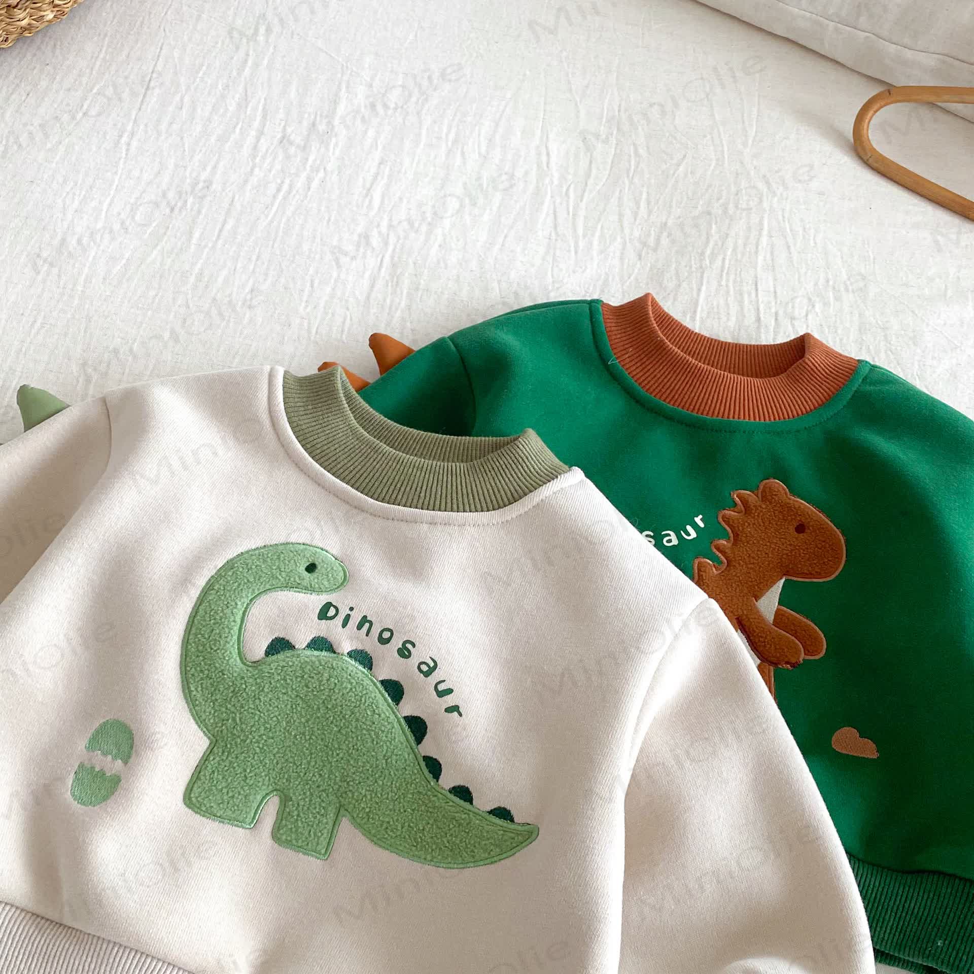 DINOSAUR Baby Toddler Boy Fleece Lined Top & Pants - image 10