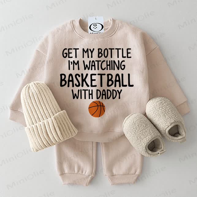 BASKETBALL WITH DADDY Baby 2-piece Beige Set - Beige - 2-3T - image 1