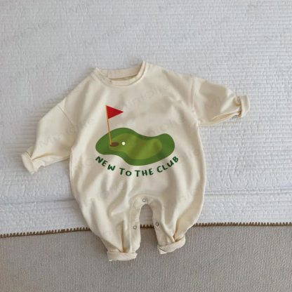 NEW TO THE CLUB Baby Golf Beige Romper - Beige - 2-3T - image 1