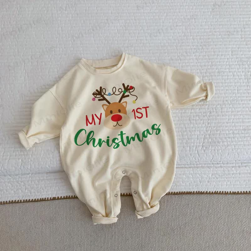 MY 1ST CHRISTMAS Baby Deer Beige Romper - Beige - 2-3T - image 1