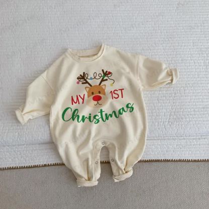 MY 1ST CHRISTMAS Baby Deer Beige Romper - Beige - 2-3T - image 1