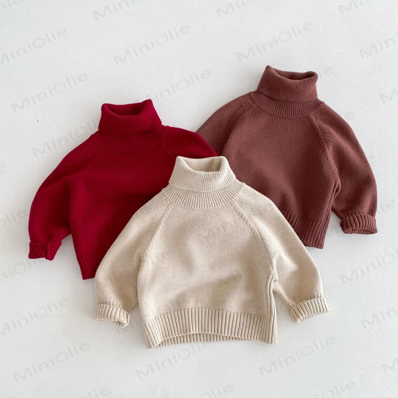 Kid Knitted Solid Color Sweater - image 1