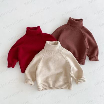 Kid Knitted Solid Color Sweater - image 1