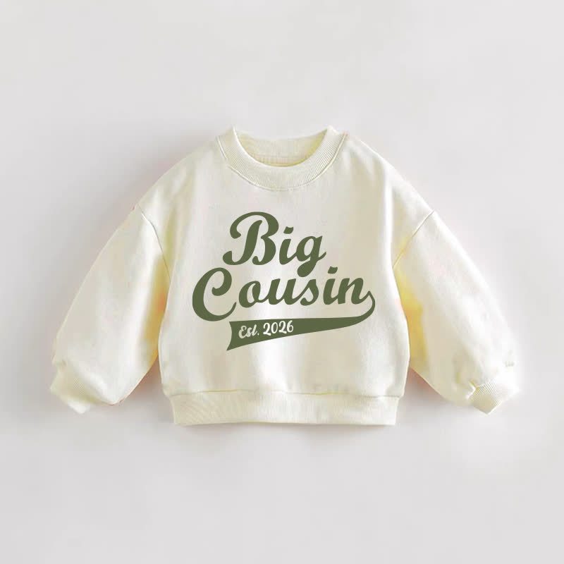 BIG COUSIN EST.2026 Baby Toddler Sweatshirt - Cream - 3-5T - image 1