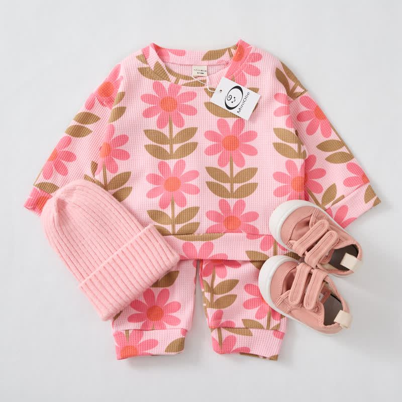 Baby Toddler Pink Sunflower Waffle 2-piece Set - image 2