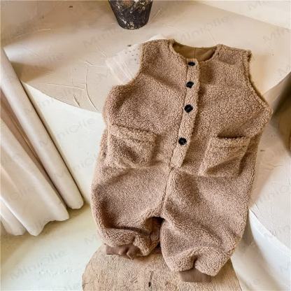 Baby Toddler Girl Fleece Overalls - Coffee - 8Y - image 7