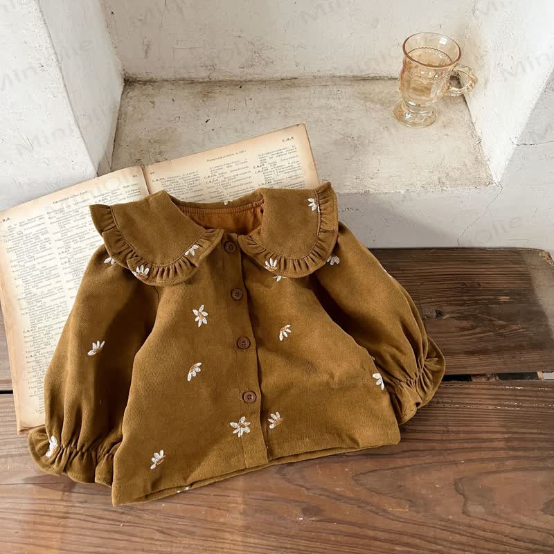 Baby Girl 2-piece Cord Embroidered Flower Set - image 8