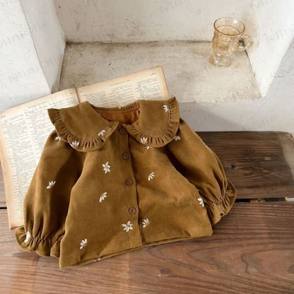 Baby Girl 2-piece Cord Embroidered Flower Set - image 8