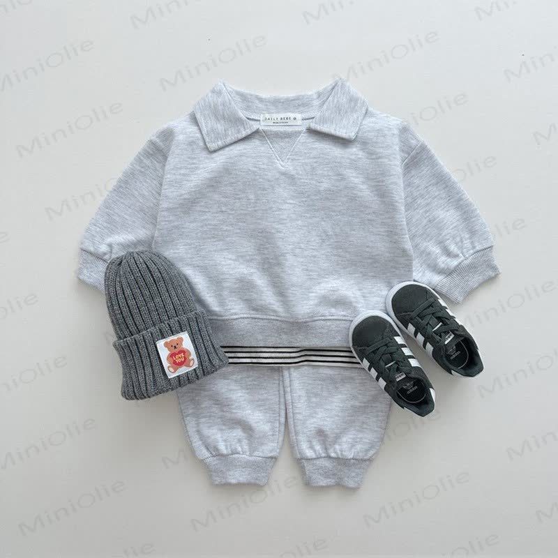 Baby Toddler Solid Color 2-piece Set - White Grey - 5-7T - image 10