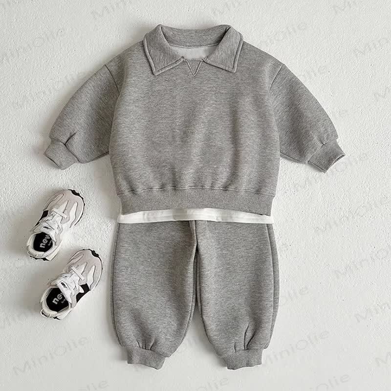 Baby Toddler Solid Color 2-piece Set - Grey - 5-7T - image 5