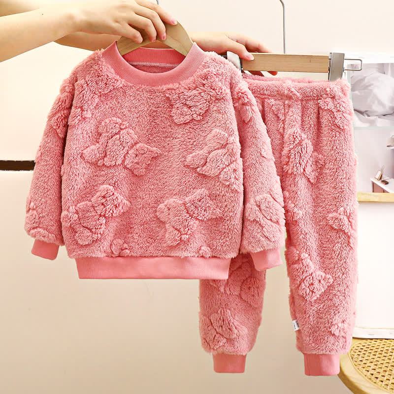 Toddler Kid Fleece Bear 2-piece Set - Pink - 12Y - image 1