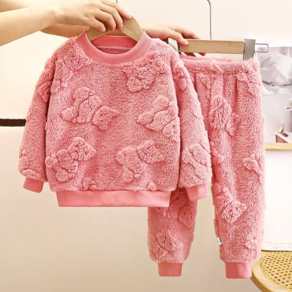 Toddler Kid Fleece Bear 2-piece Set - Pink - 12Y - image 1