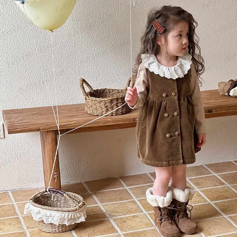 Baby Toddler Girl Cord Sleeveless Sweet Dress - Green Dress - 5-7T - image 5