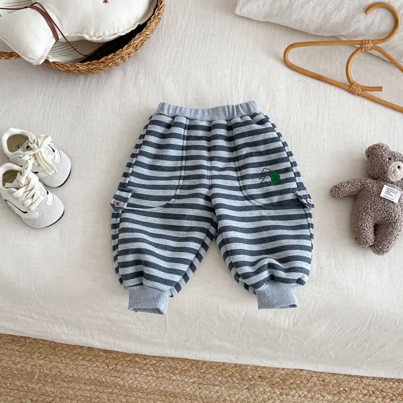 Baby Toddler Animal Fleece Lined Jogger Pants - Striped Grey - 5-7T - image 11