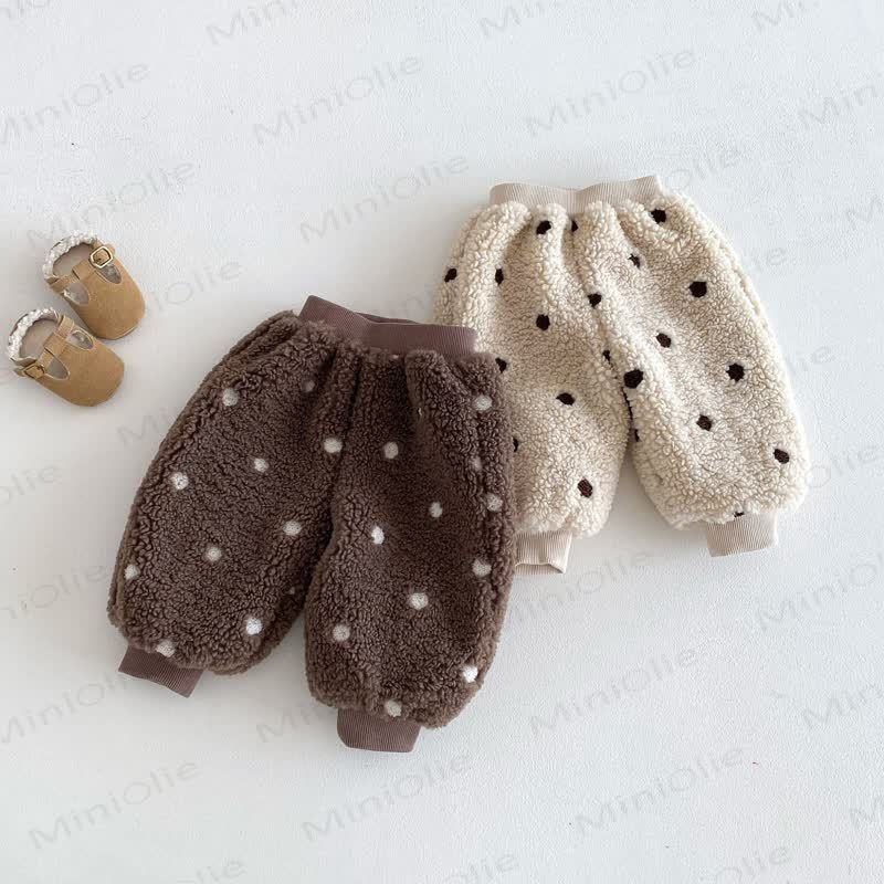 Baby Toddler Girl Dot Fleece Jogger Pants - image 3