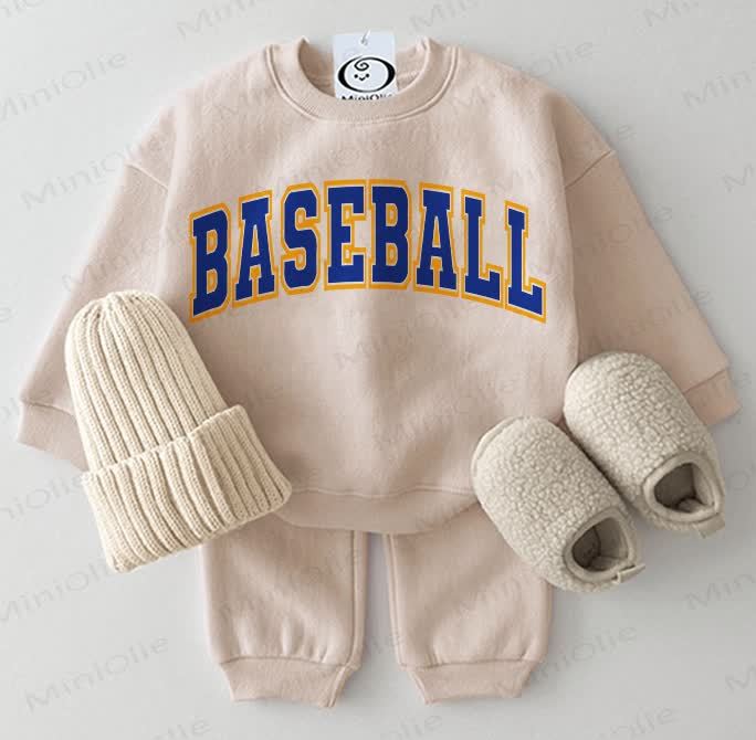 BASEBALL Baby Sweatshirt 2-piece Beige Set - Beige - 2-3T - image 1