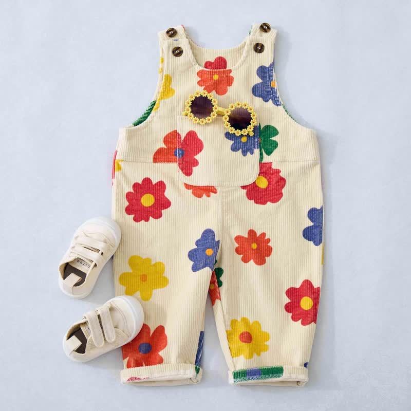 Baby Toddler Colorful Flower Corduroy Overalls  - image 2