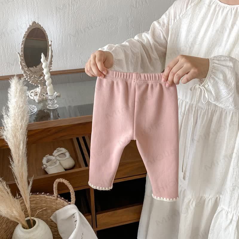 Baby Toddler Girl Knit Lace Fleece Lined Leggings - image 7