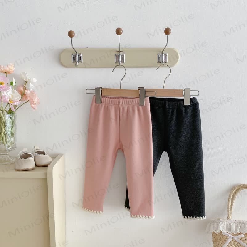 Baby Toddler Girl Knit Lace Fleece Lined Leggings - image 3