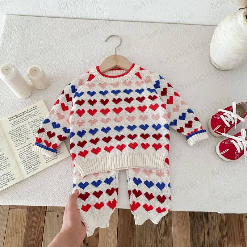 Baby Toddler Knit Colorful Heart Sweater & Pants - image 10