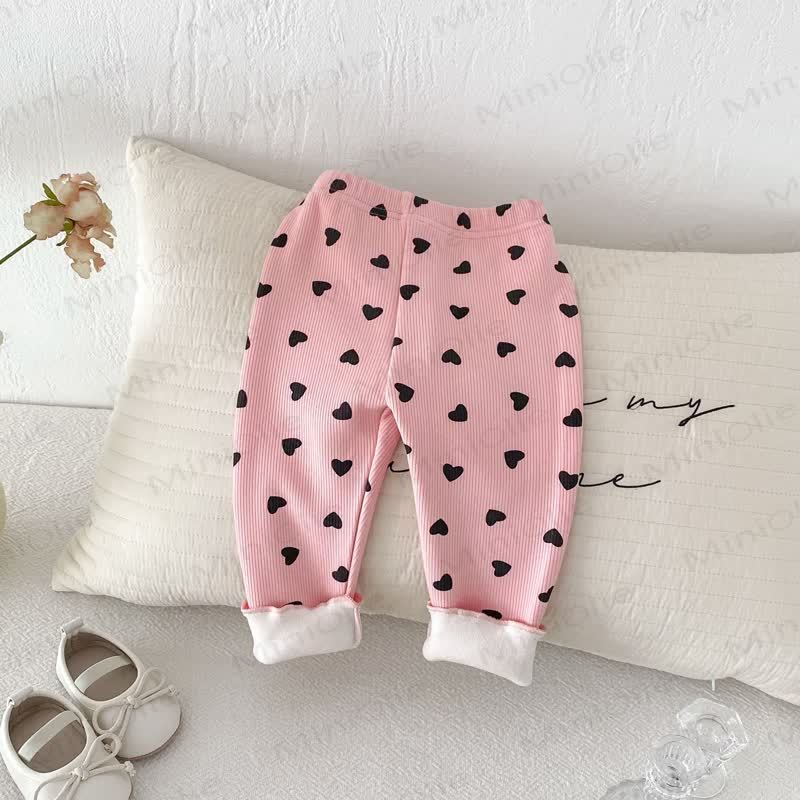 Baby Toddler Girl Heart Fleece Lined Leggings - Pink - 8Y - image 9