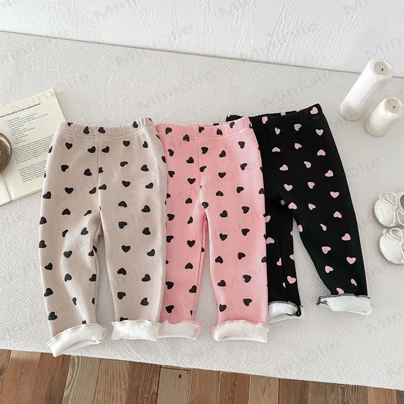 Baby Toddler Girl Heart Fleece Lined Leggings - image 1