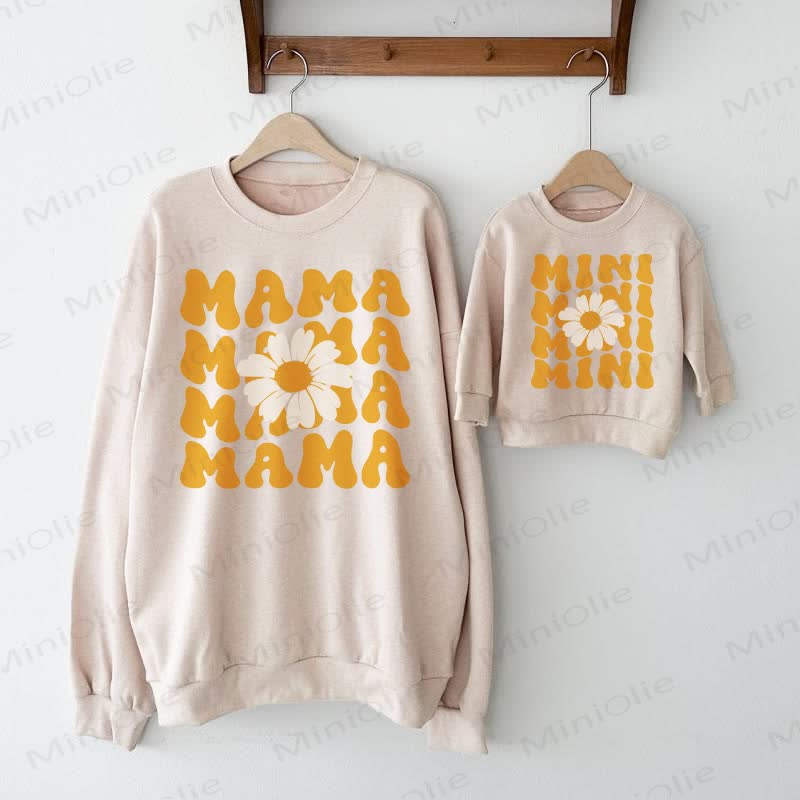 MAMA MAMA MAMA MAMA MINI MINI MINI MINI Baby Beige Family Sweatshirt - Beige - Baby Sweatshirt: 2-3T - image 1