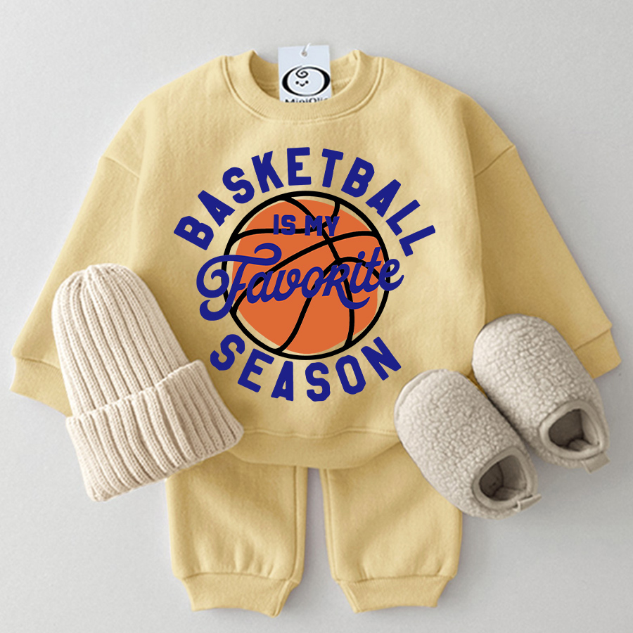 BASKETBALL IS MY FAVORITE SEASON Baby 2-piece Yellow Set - Yellow - 2-3T - image 1