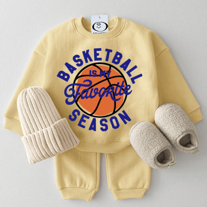 BASKETBALL IS MY FAVORITE SEASON Baby 2-piece Yellow Set - Yellow - 2-3T - image 1