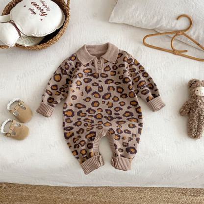 Baby Girl Knitted Leopard Print Sweater/Romper - Leopard Print Romper - 18-24M - image 3