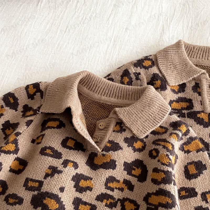 Baby Girl Knitted Leopard Print Sweater/Romper - image 6