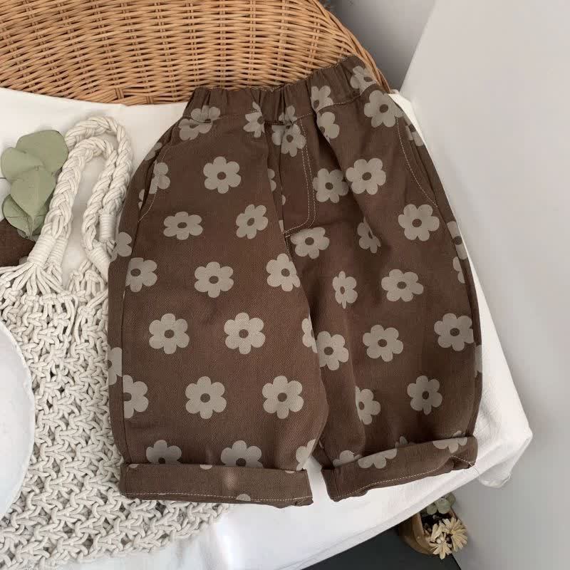 Baby Toddler Girl Flower Coffee Pants - Coffee Flower - 5-7T - image 1