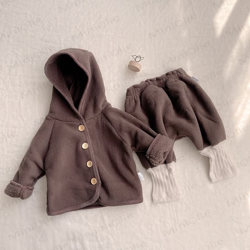 Baby Solid Color Harem 2-piece Set - Brown - 18-24M - image 1
