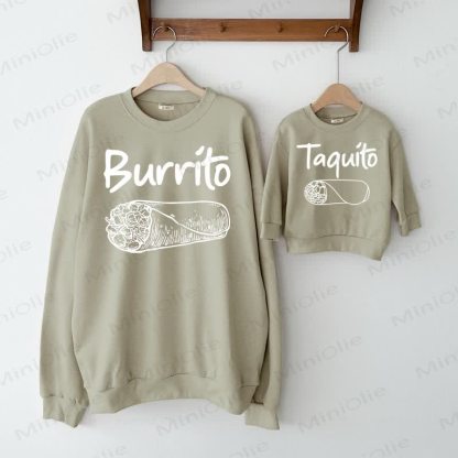 TACO/BURRITO TAQUITO Grey Green Family Sweatshirt  - image 2