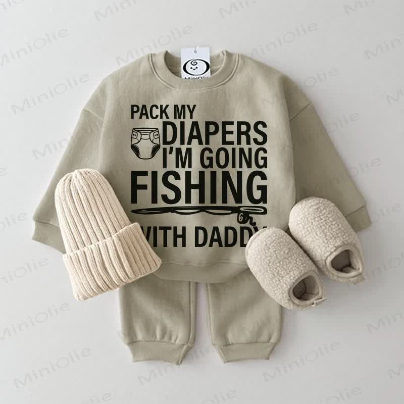 PACK MY DIAPERS I'M GOING FISHING WITH DADDY Baby Grey Green 2-piece Set - Grey Green - 2-3T - image 1