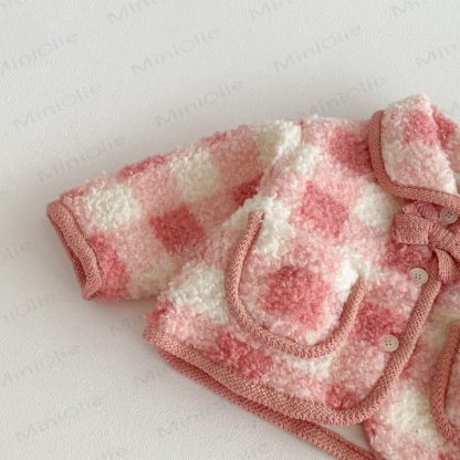 Baby Toddler Girl Fleece Red White Check Outerwear & Pants - image 8