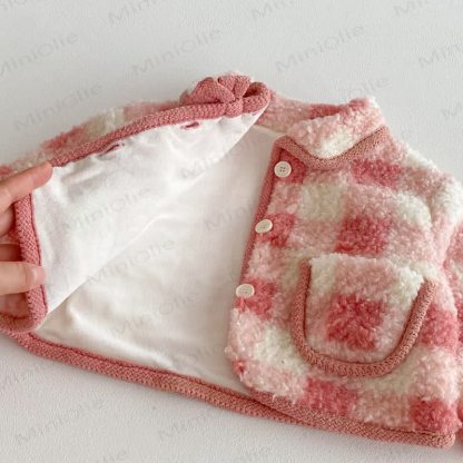 Baby Toddler Girl Fleece Red White Check Outerwear & Pants - image 12