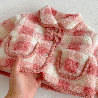 Baby Toddler Girl Fleece Red White Check Outerwear & Pants - image 11