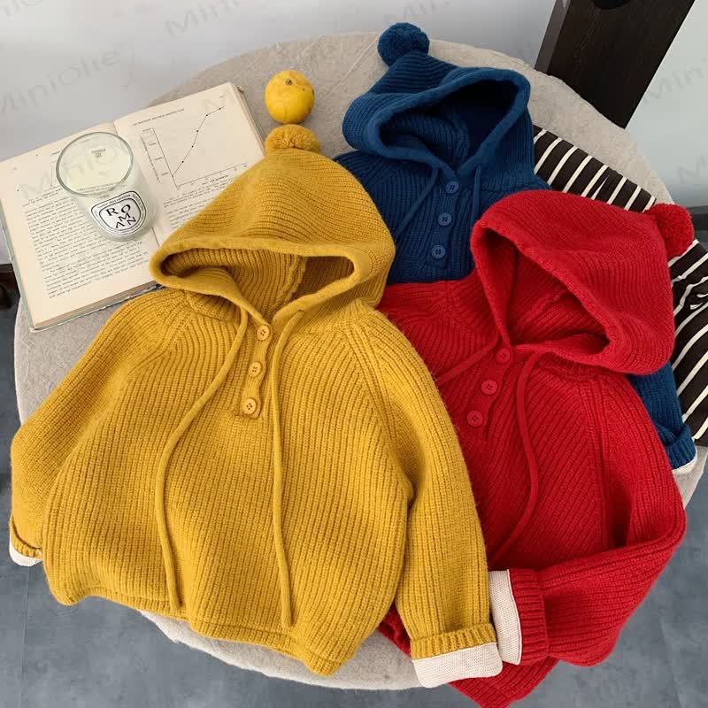 Baby Toddler Solid Color Hooded Sweater - image 1