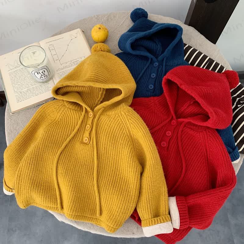 Baby Toddler Solid Color Hooded Sweater - image 1