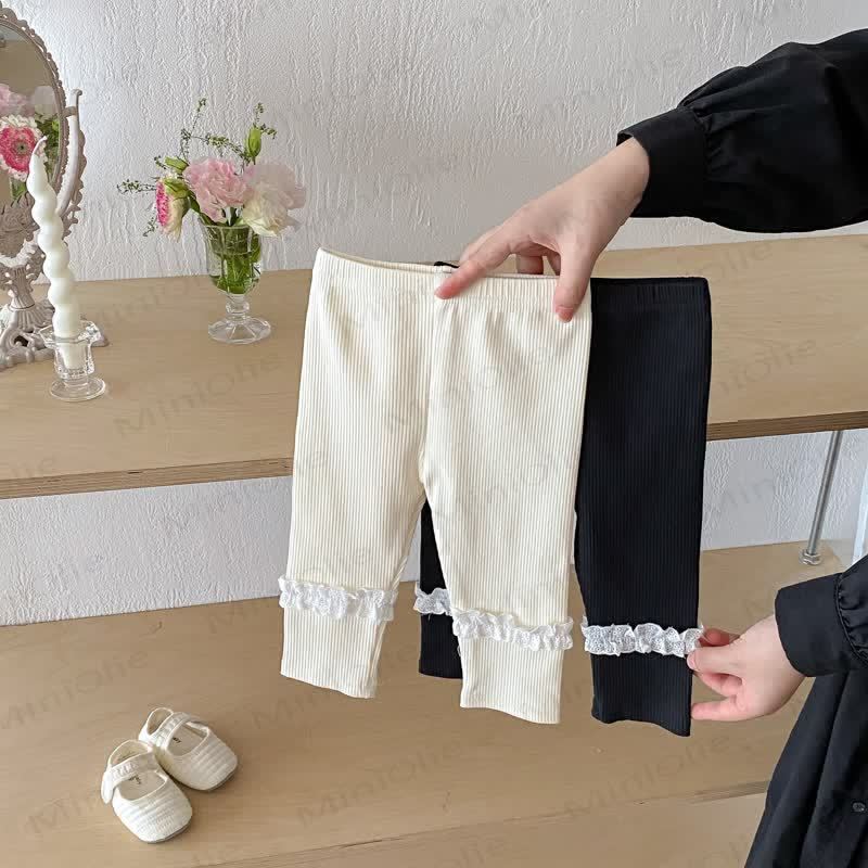 Baby Girl Solid Color Lace Leggings  - image 1