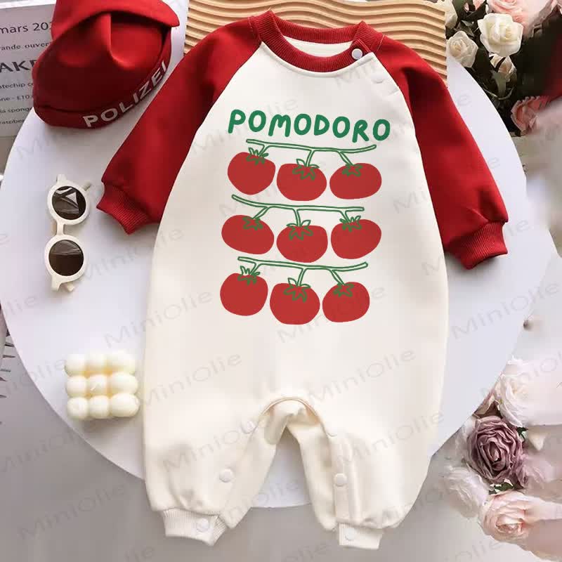 POMODORO Baby Red Splicing Romper - Red&White - 2-3T - image 1